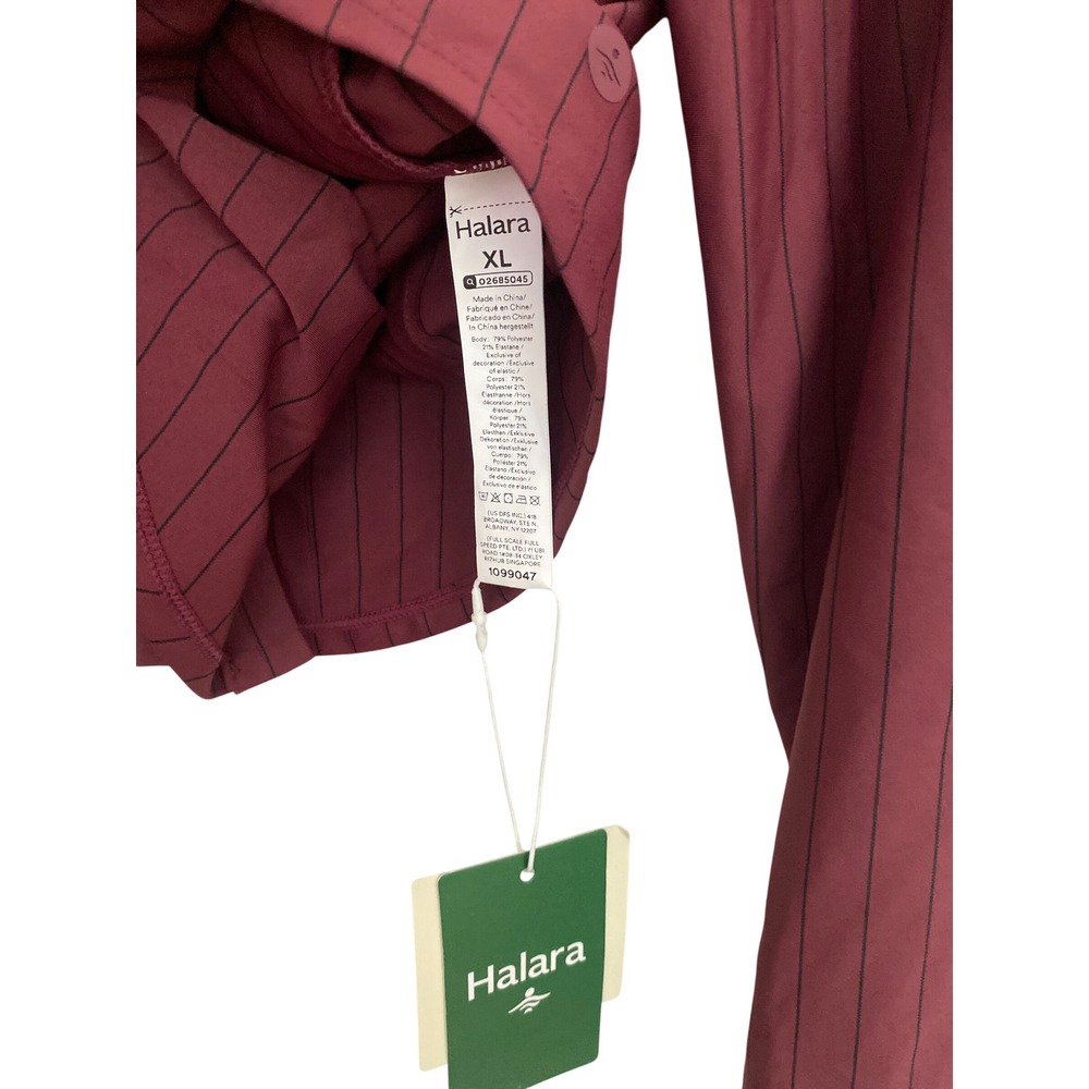 Halara Ruched Long Sleeve Curved Hem Stripe InstantCool Work Shirt, Size XL, NWT - Picture 11 of 11
